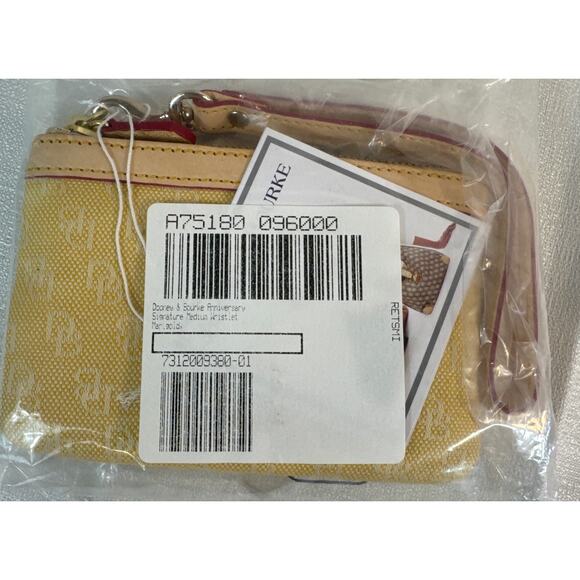 Dooney& Bourke Anniversary Signature MED wristlet Marigold coin purse NWT - Picture 1 of 5